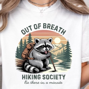 Chemise club de randonnée drôle de raton laveur : t-shirt graphique pour l'extérieur