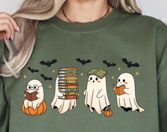 Reading Ghosts Halloween Shirt | Book Lover Spooky Pullover