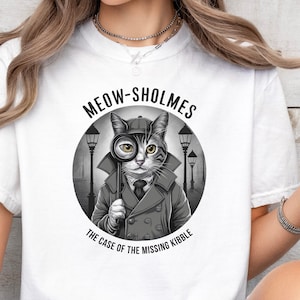 Cat and True Crime Lover Shirt, Meow  Cat Shirt, Funny Detective Cat Shirt, Murder Show Cat Shirt, Cat Lover Gift.