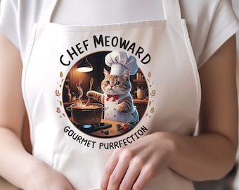 Cute Chef Cat Apron - Adorable Kitchen Accessory - Cooking & Baking Apron for Cat Lovers-Cat Lovers Gift