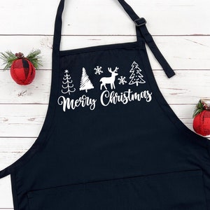 Merry Christmas Apron, Merry Christmas Tree Apron, Christmas Apron, Holiday Apron, Cooking Apron