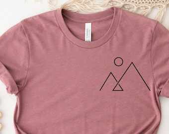 T-shirt montagne minimaliste : t-shirt nature géométrique abstrait