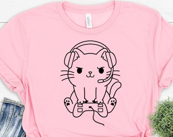 Gamer Cat T-Shirt: Funny Video Game Lover Gift