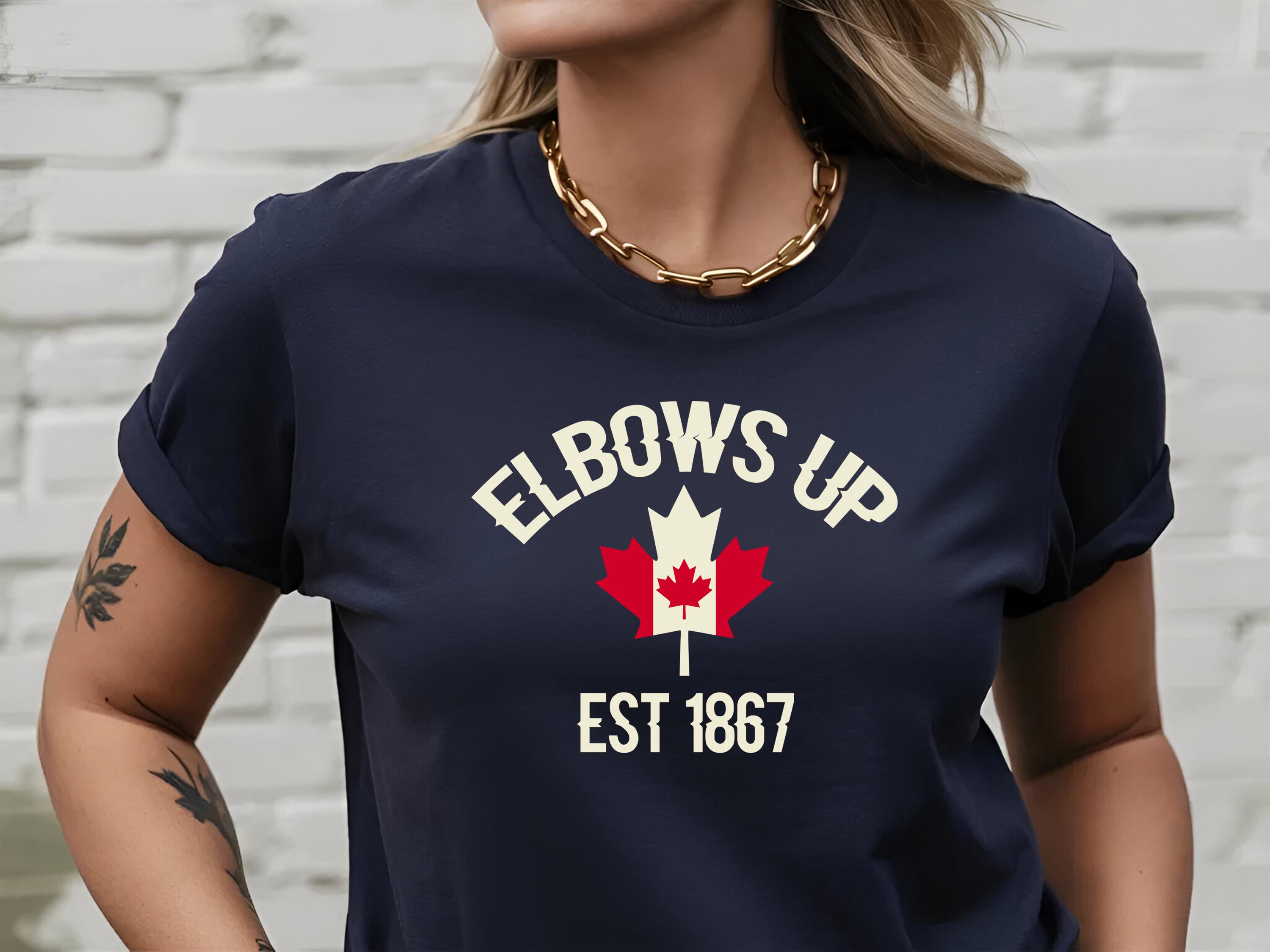 Elbows Up EST 1867 Shirt - Funny Canadian T-Shirt - Canada Maple Leaf Tee - Canadian Heritage Pride Shirt - Patriotic Canada Day Shirt.