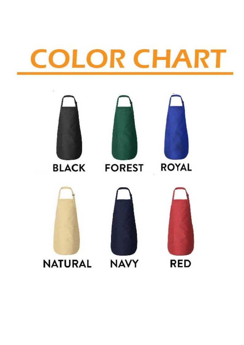 Peut inclure: Nuancier de six couleurs d'tabliers diff&eacute;rentes. Les couleurs sont noir, vert for&ecirc;t, bleu royal, naturel, bleu marine et rouge.
