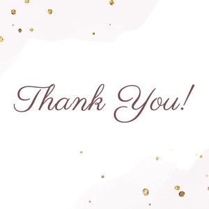 Peut inclure: Fond blanc avec des paillettes dor&eacute;es et un message manuscrit en marron qui dit "Merci !"