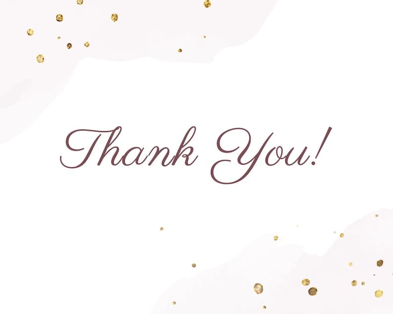Peut inclure: Fond blanc avec des paillettes dor&eacute;es et un message manuscrit en marron qui dit "Merci !"