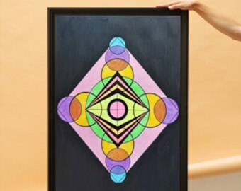 Printable Wall Art | Geometric Art | Digital Download | Fluorescent Colour Art