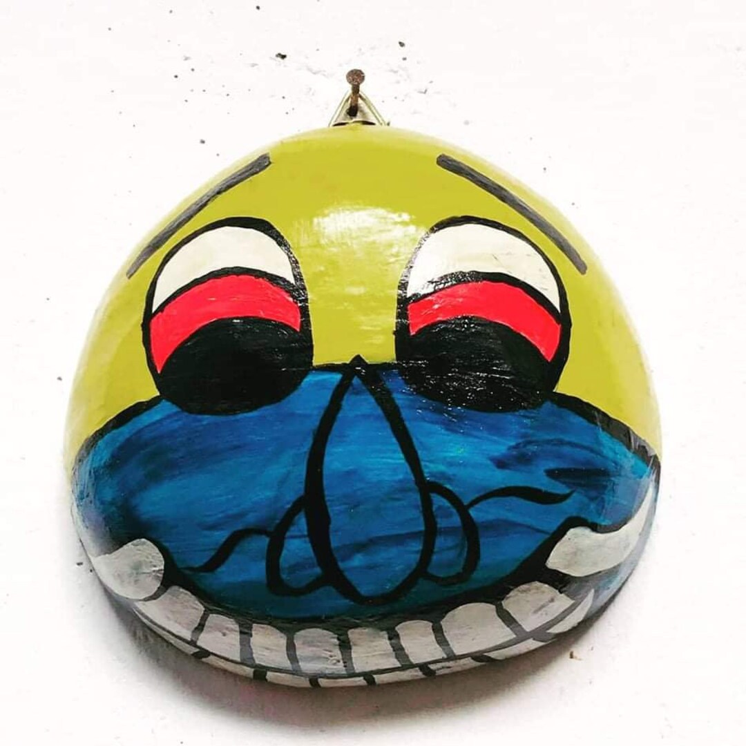 Fully Hand Made Coconut Shell Maskhome Décorhand Painted Coco Mask