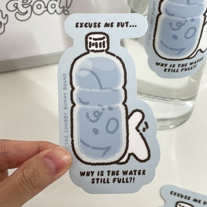 Drink More Water Vinyl Sticker, Emotional Support Water Bottle Sticker, Water Habit Tracker, Water Reminder Sticker, Waterproof