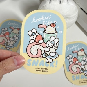 Lookin Like A Snack Vinyl Sticker, Self Confidence, Positve Quotes, Dessert, Japanese Strawberry Roll Cake, Melon Soda, Kawaii Asian Food
