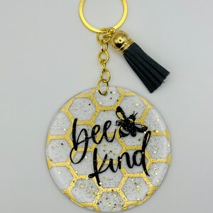 Be kind, positive keychain, purse charm, backpack charm, bee keychain
