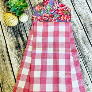 Floral purple top oven towel with snap button,hanging towel with hanging loop, dish towel, hand towel, kitchen decoration