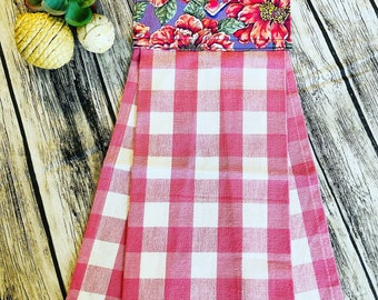 Floral purple top oven towel with snap button,hanging towel with hanging loop, dish towel, hand towel, kitchen decoration