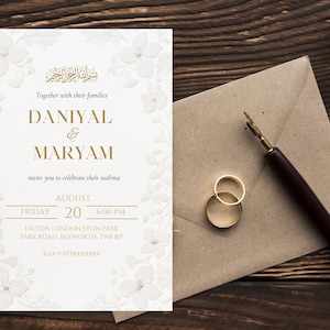 Bearbeitbare Nikkah-Einladungskarte, personalisierbare Hochzeitseinladungsvorlage, digitale muslimische Hochzeitseinladung, einfache elegante Hochzeitskarte, DIY