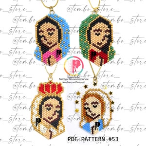 PDF Patrón virgen maria, virgen guadalupe, collar la milagrosa, diagrama Brickstitch, cuentas Miyuki delica, patrones de puntada de ladrillo