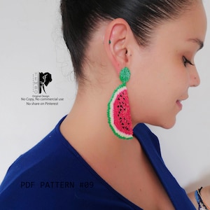 PDF Pattern Watermelon Earrings, Brickstitch diagram, Miyuki delica beads, brick stitch patterns