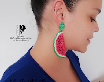 PDF Pattern Watermelon Earrings, Brickstitch diagram, Miyuki delica beads, brick stitch patterns