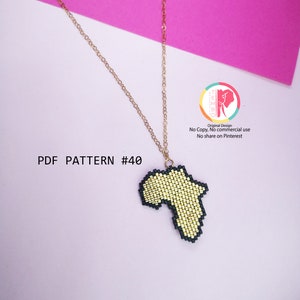 PDF Häkelanleitung Afrika Landkarte, Bricksstich Diagramm, Delica Perlen, Bricks Stichmuster