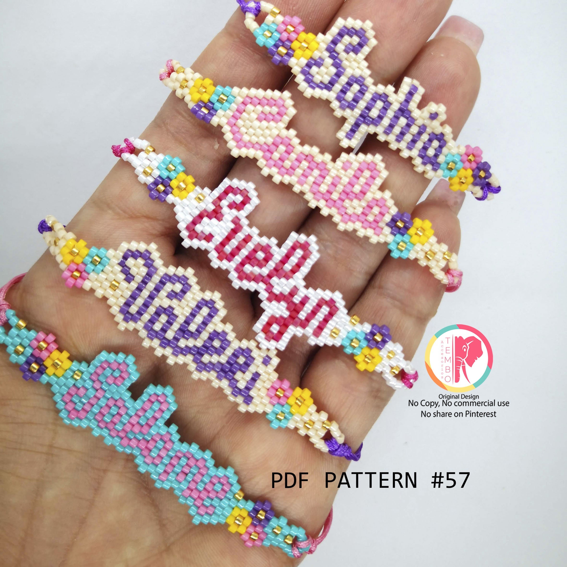 PDF Pattern, 57 Patterns Different Names Girls and Women, Names Patterns, Brickstitch Diagram ...