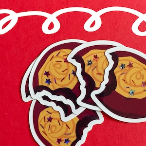 Red velvet cookie glitter holo sticker