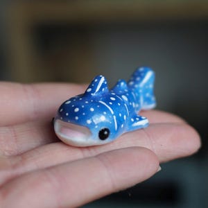 Whale shark desk friend ~dark blue~ handmade ~ polymer clay ~ charms ~ figurines