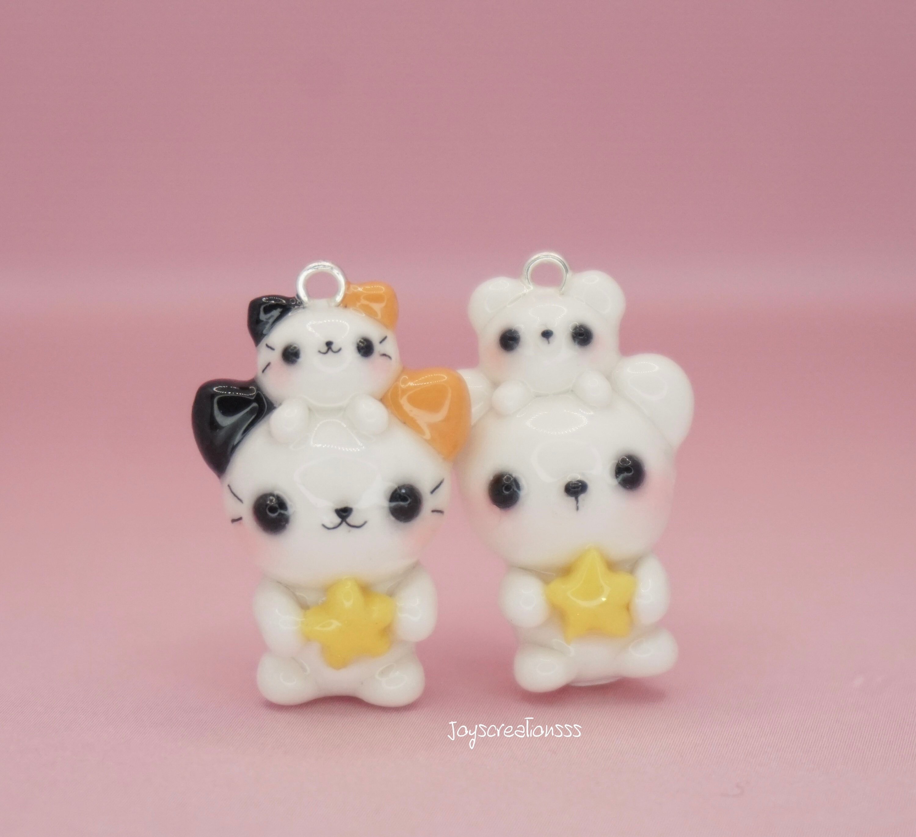 Kawaii Cute Animals Flatback Charms Polymer Clay Set of 10pc Cartoon Sweets