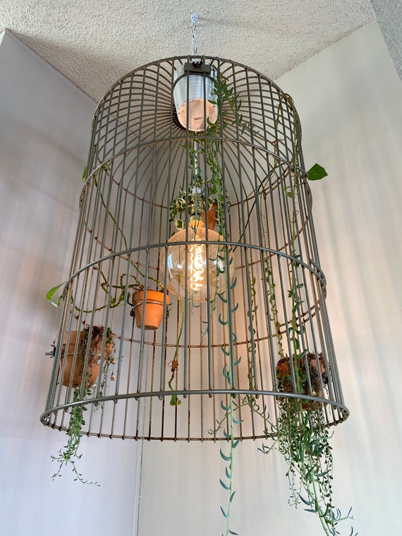 Mini Bird Cage Light Fixture 12"Tall Battery Operated Birdcage