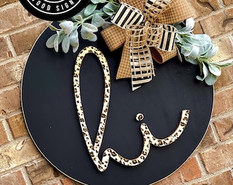 Leopard Print and Black Door Hanger