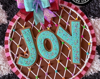 Gingerbread Joy Door Hanger, Joy Door Hanger, Timber Crafts Door Hanger, Christmas Door Hanger, Christmas Gift, Christmas Decor