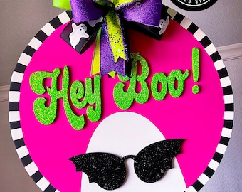 Hey Boo Door Hanger, Timber Crafts, Timber Crafts gal, Halloween, Halloween Door Hanger, Halloween Decor, Halloween Sign, Door Hanger