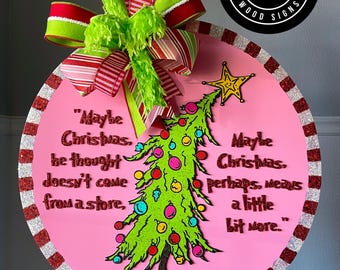 Grinch, Grinchmas, Grinch Door Hanger, Christmas Tree Door Hanger, Christmas, Christmas Door Hanger, Door Hanger, Timber Crafts Door Hanger