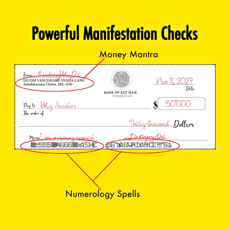 Powerful Manifestation checks manifestation checks Ancestral money Money manifestation code abundance checks Printable checks image 2