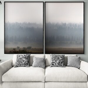 Morning Glow I and II by Carol Robinson, Foggy Landscape House Wall Art, Sunrise Nature Library Wall Decor, Peaceful Waiting Room Decor