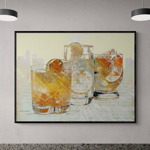 Impresión de arte de pared "Happy Hour", arte de bebidas fuertes enmarcado, arte de pared de bebidas, impresión de póster de cócteles, arte de pared de bebidas alcohólicas, impresión de arte de bebidas, arte de pared enmarcado