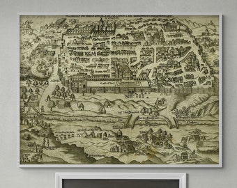 Antique Map of Jerusalem by Vintage Maps, Ancient Jerusalem Map, Old Map Print, Holy Land Art Print, Bible Map Art, Biblical Regions Map