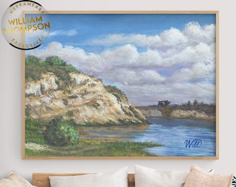 Dover Cliffs Newport Back Bay by William Thompson, Seashore Painting Decor, Peaceful Beach Poster, Nautical Spa Wall Art, Seaside Hostel Art