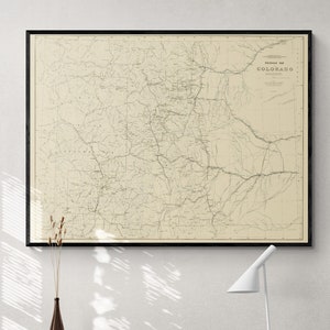 Colorado Map Art Print, Framed Colorado Map Artwork, Map Wall Decor ...