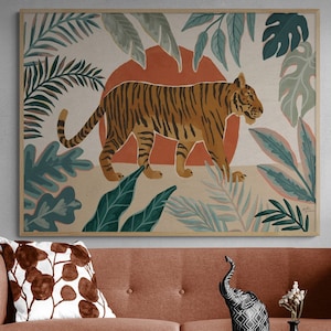 Framed Tiger Print, Jungle Wall Art Print, Nature Wall Decor, Tiger Painting Print, Tiger Wall Hanging, Framed Wall Art, Oversized Wall Art