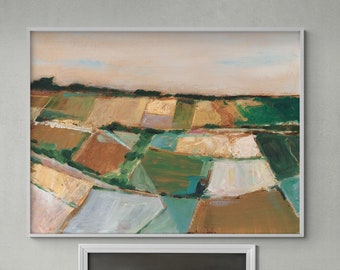 Pastel Field I by Ethan Harper, Pastel Tone Wall Art, Earth Tone Landscape Painting Print, Horizon Painting Print, Rustic Terrain Print