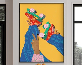 Idea de decoración con estampado de patines para mujer, póster con ilustración de patines femeninos, estampado floral de patines, tienda de arte de patines