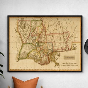 1896 Louisiana State Indexed Map Framed Wall Art – Historic Prints