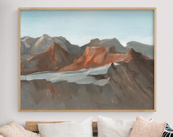 Western Plateau I by Ethan Harper, Farmhouse Rustic Decor, Old Ranch Rocky Wall Art, Brown Landscape Painting Poster, Mountain Poster Print