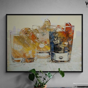 Cocktail Painting Print, Framed Strong Booze Art, Drinking Poster Print, Bar Cart Art, Liquor Wall Art, Happy Our Decor, Framed Wall Art