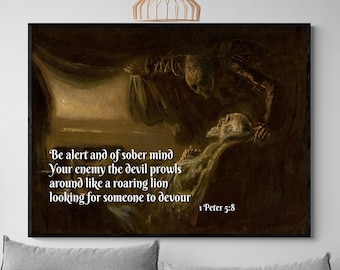 Death of the Painters Father by Laszlo Mednyanszky, Framed 1 Peter 5:8 Poster Print, Laszlo Mednyanszky Artwork Print, Peter Bible Verse