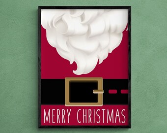 Merry Christmas Santa by Kimberly Allen, Santa Claus Poster, Merry Christmas Sign, Festive House Decor, Christmas House Art, Winter Print