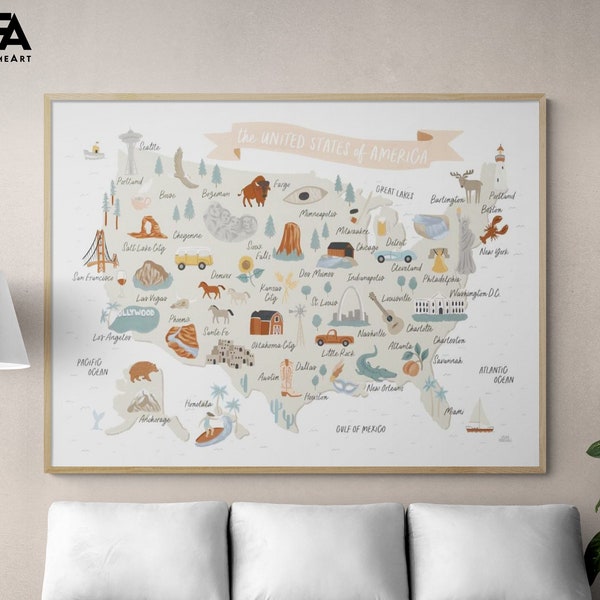 Map of United States Framed Etsy - Il 600x600.3589595596 Ddbg 