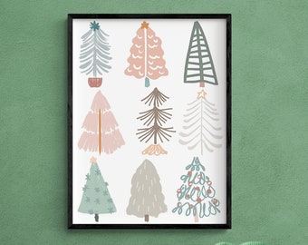 Christmas Tree Sketchbook II by June Erica Vess, Minimalist Christmas Tree Poster, Modern Living Room Decor, Seasonal House Remodel Idea