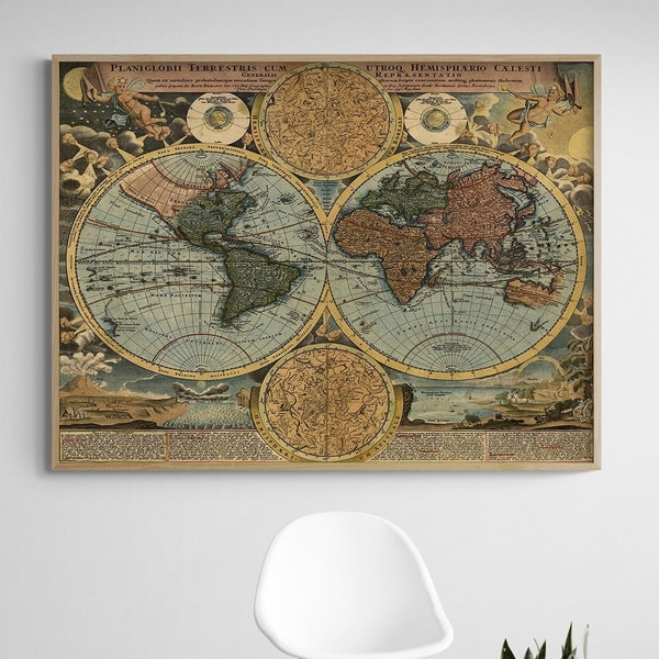 Big World Map Print Etsy