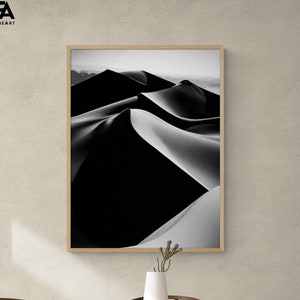 Desert Photography Print, Framed Arid Landscape Wall Art, Sand Dunes Wall Print, Black and white Photo, Framed Wall Art,Oversized Wall Art